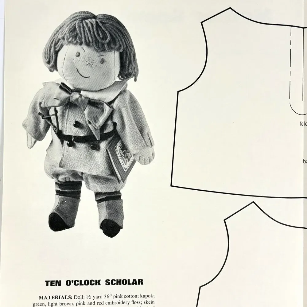 Woman's Day Mother Goose Dolls Sewing Pattern 6 Plush Cloth Doll VTG 1968